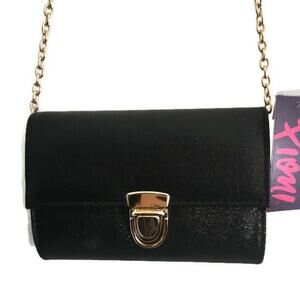 Fioni Women's Black Sparkle Glitter Mini Crossbody Bag